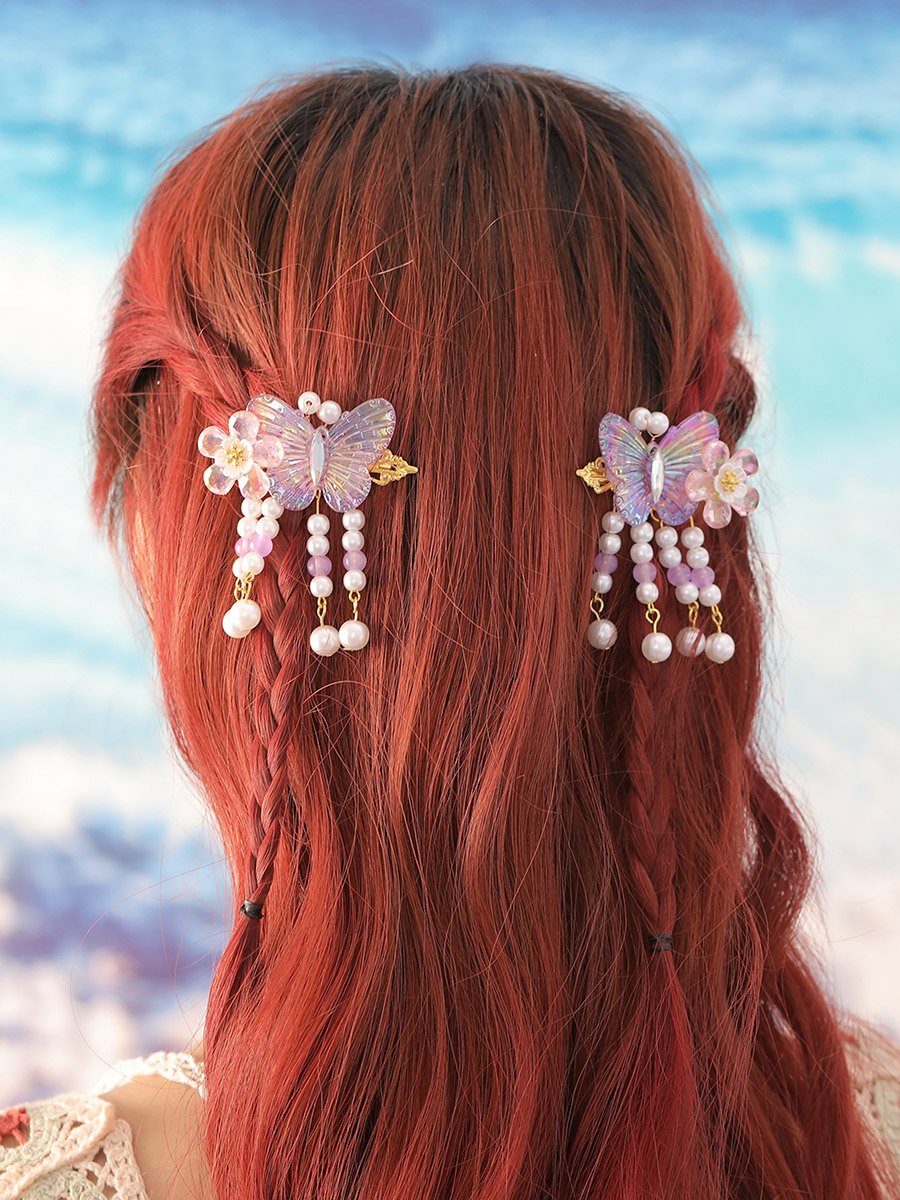 Pack of 2 - Purple Butterfly Hair Clips