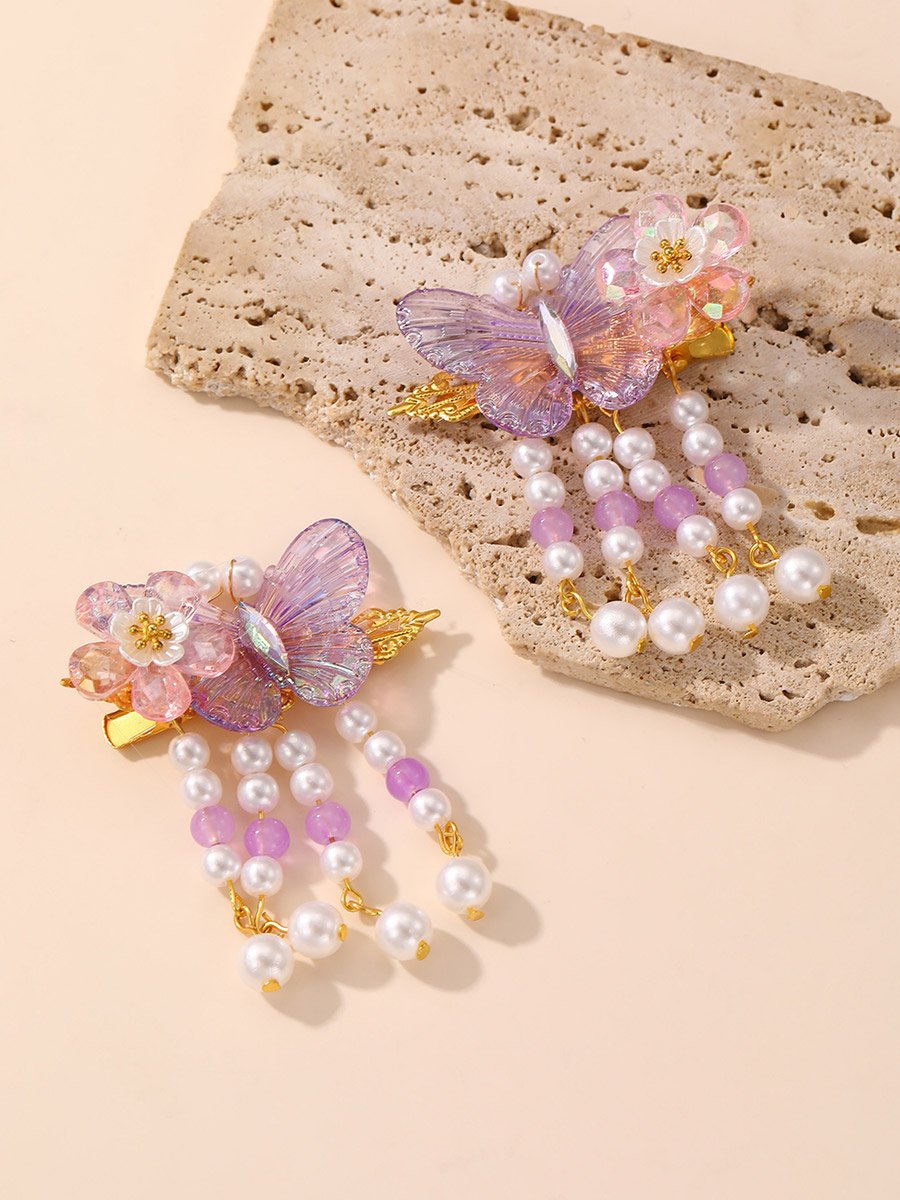 Pack of 2 - Purple Butterfly Hair Clips