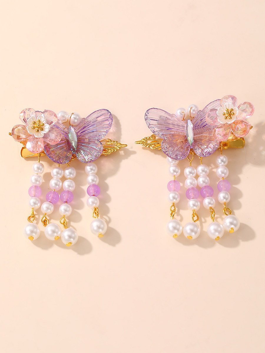 Pack of 2 - Purple Butterfly Hair Clips