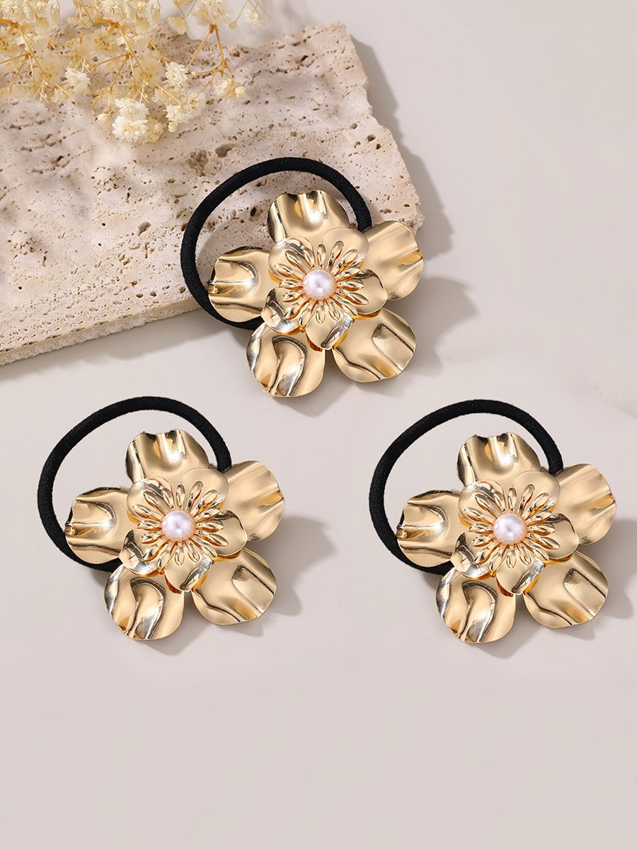 Pack of 3 - Golden Flower Hair Tie