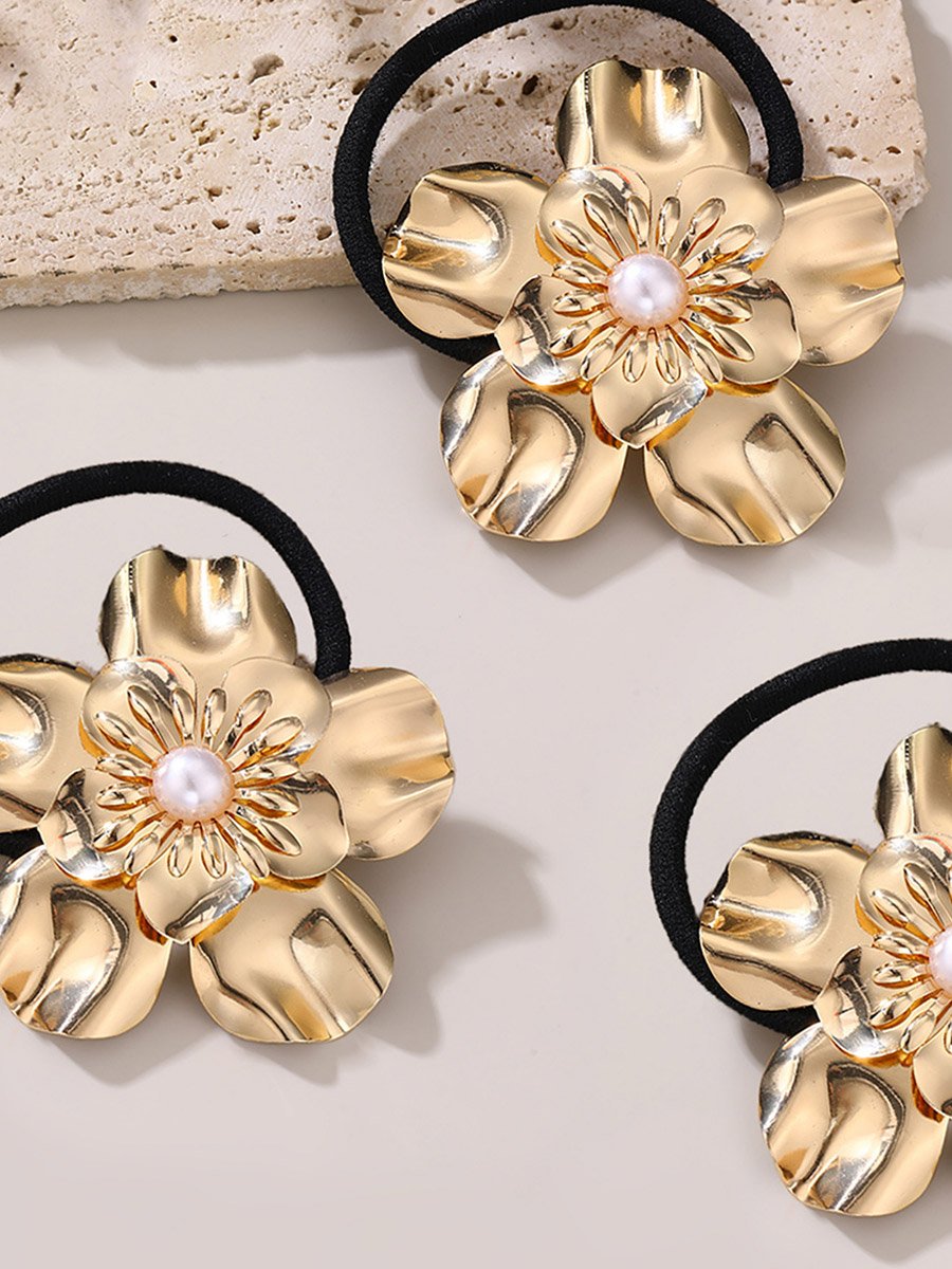 Pack of 3 - Golden Flower Hair Tie