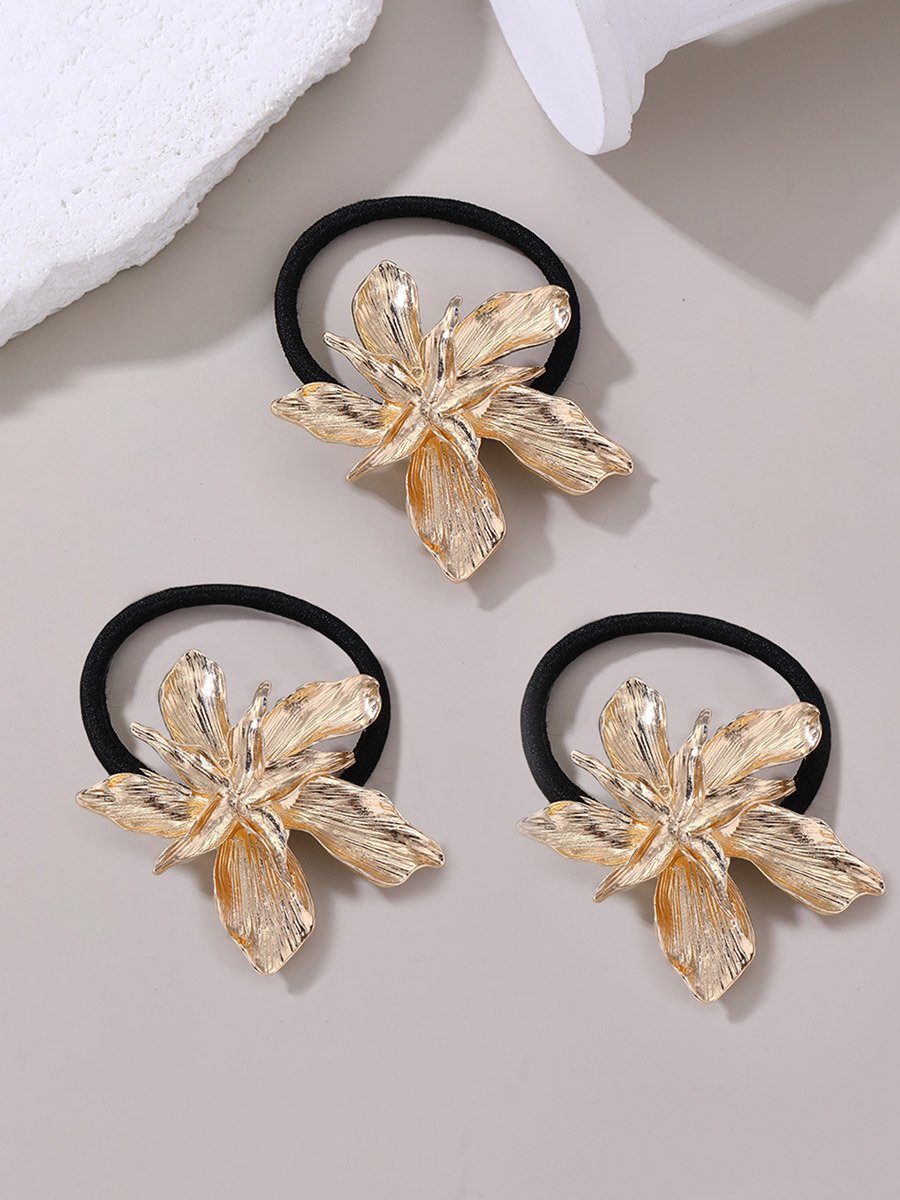 Pack of 3 - Golden Flower Hair Tie
