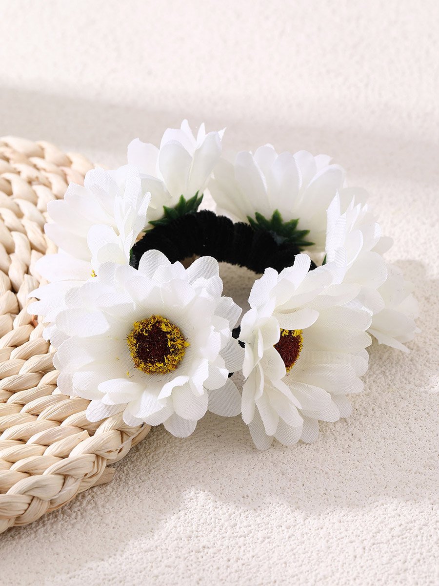 White Daisy Flower Hair Tie