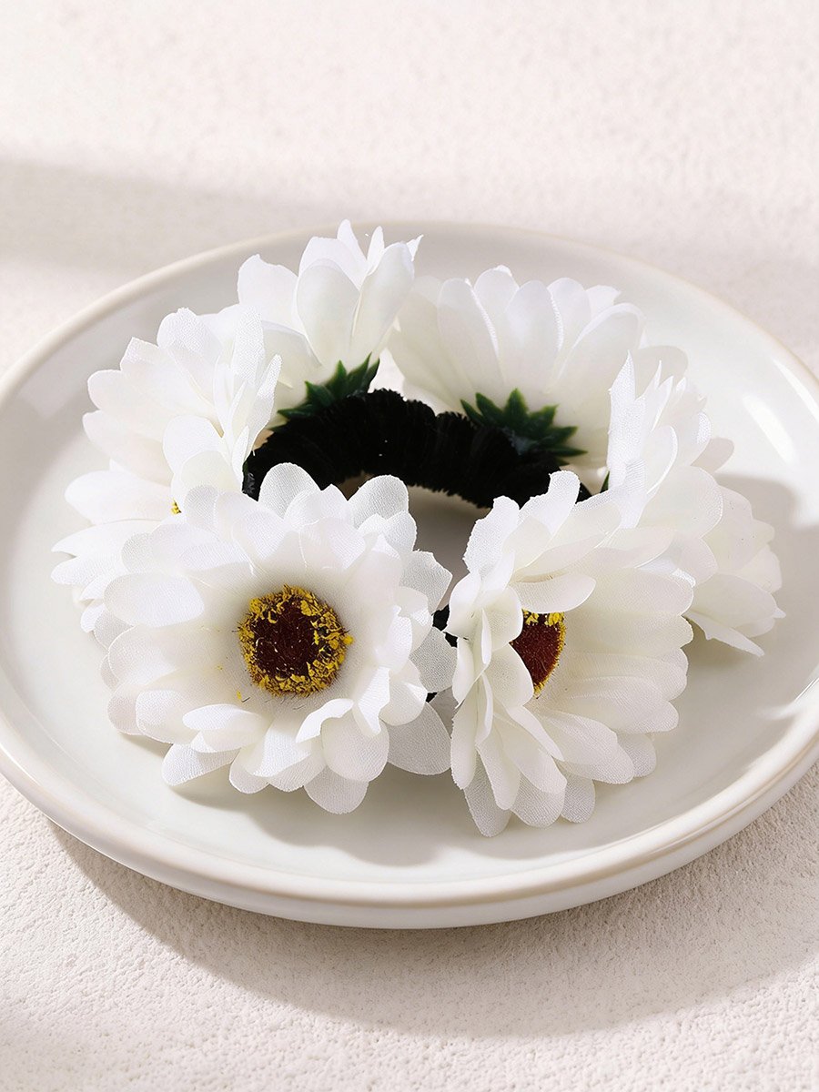 White Daisy Flower Hair Tie