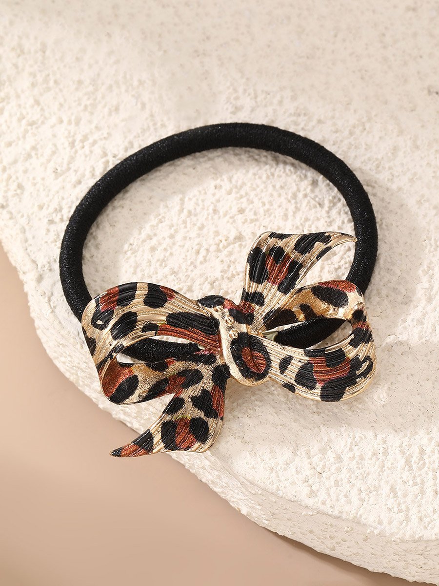 Pack of 3 - Leopard Print Bow Hair Tie