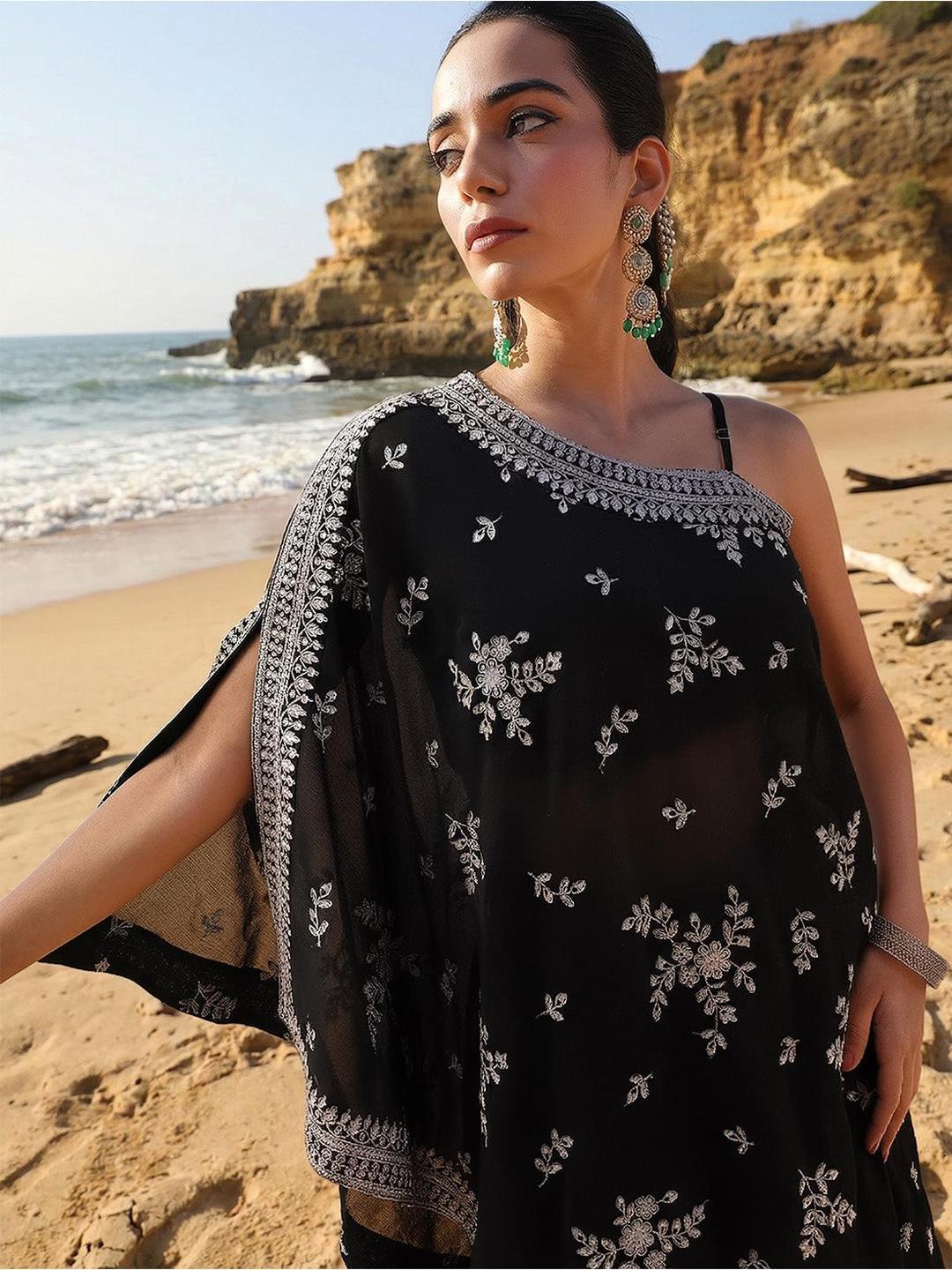 Embroidered One Shoulder Tunic and Trousers Co-Ords
