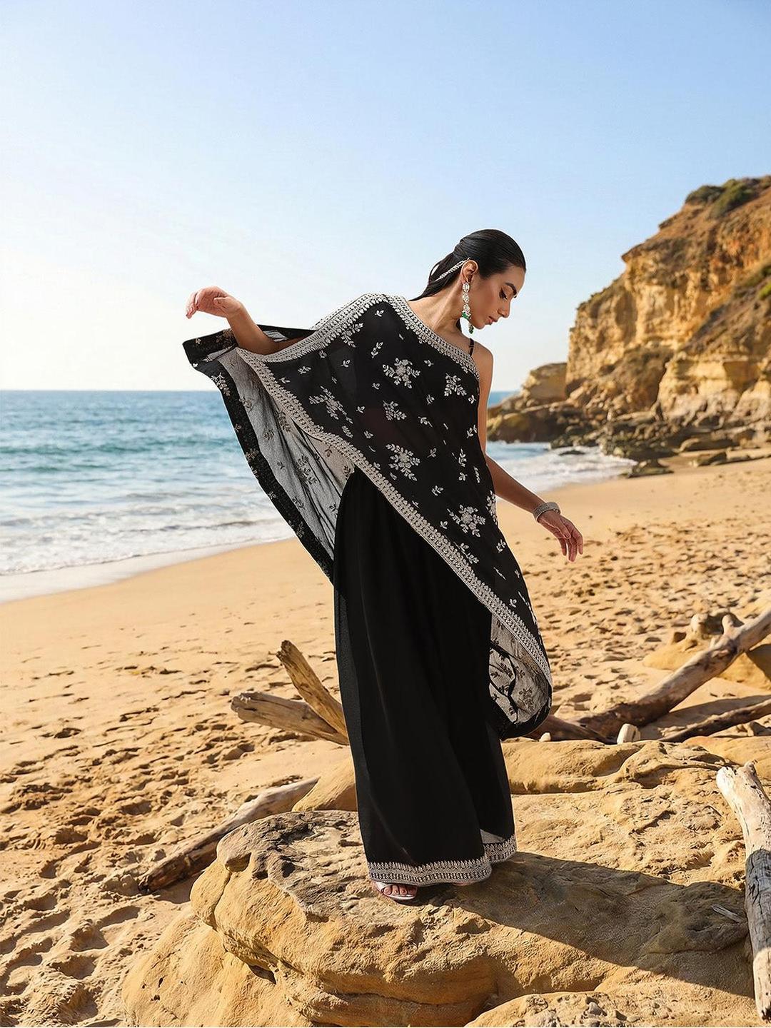 Embroidered One Shoulder Tunic and Trousers Co-Ords