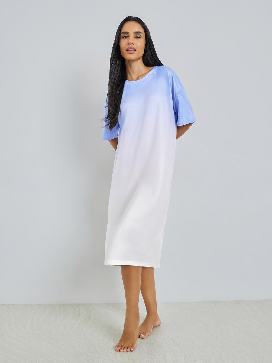 Blue Ombre Look Sleep T-Shirt Dress