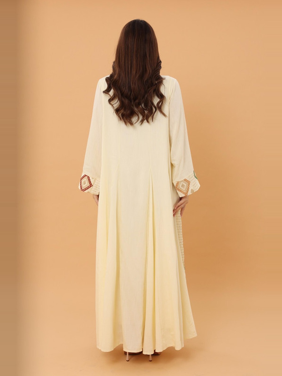 Samira Embroidered V Neck Jalabiya