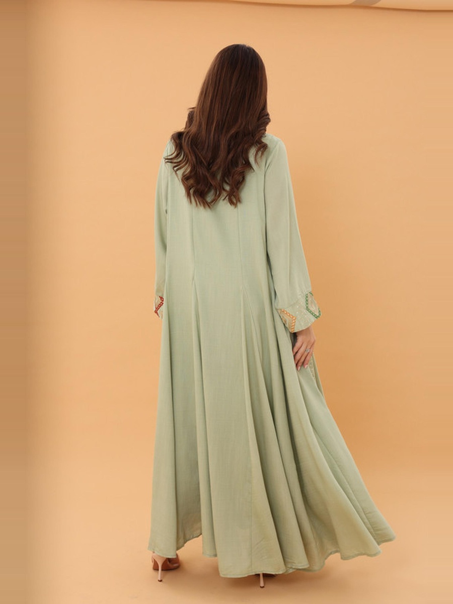 Samira Embroidered V Neck Jalabiya