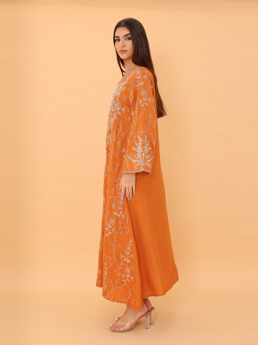 Lina Embroidered V Neck Jalabiya