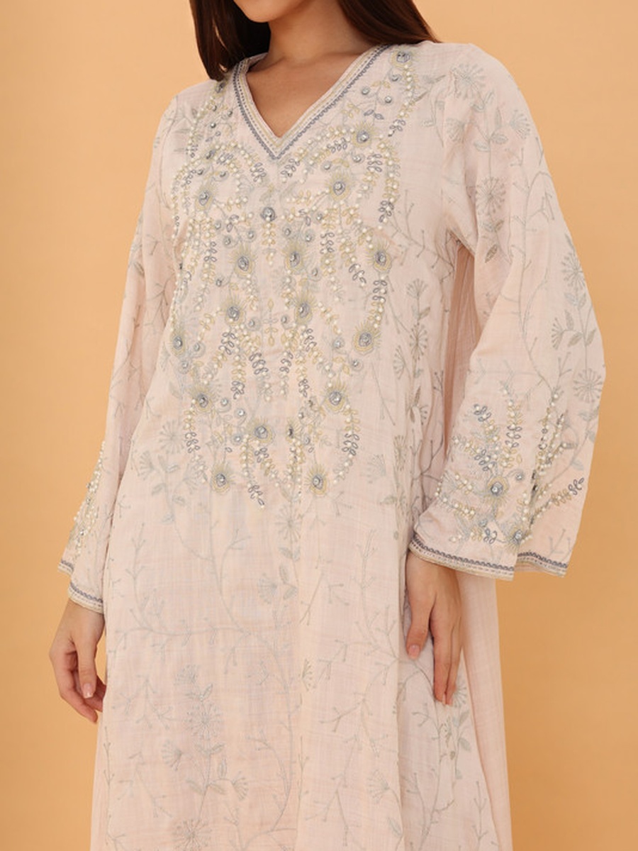 Lina Embroidered V Neck Jalabiya