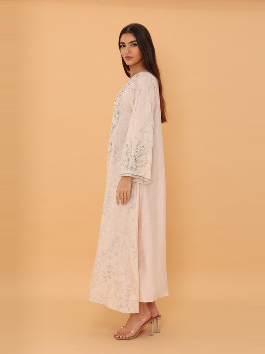 Lina Embroidered V Neck Jalabiya