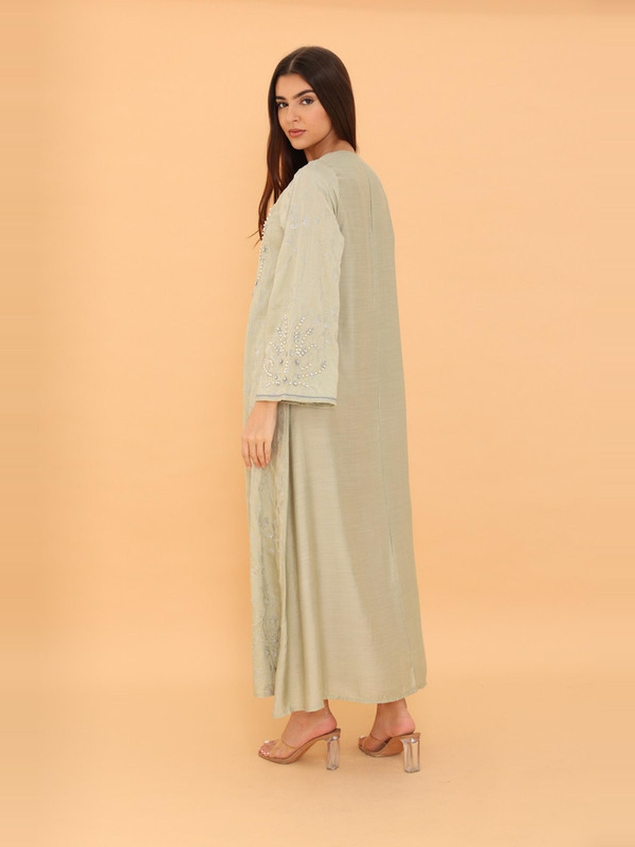 Lina Embroidered V Neck Jalabiya