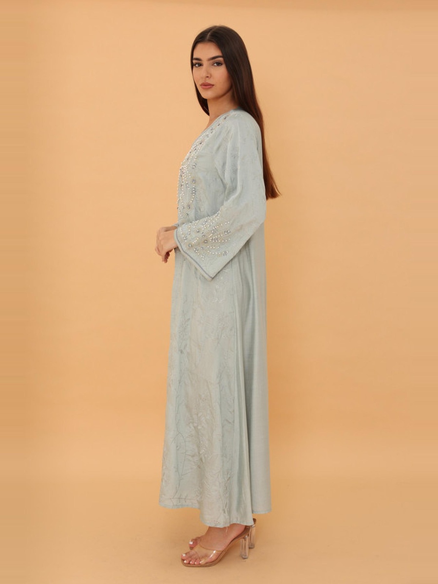 Lina Embroidered V Neck Jalabiya