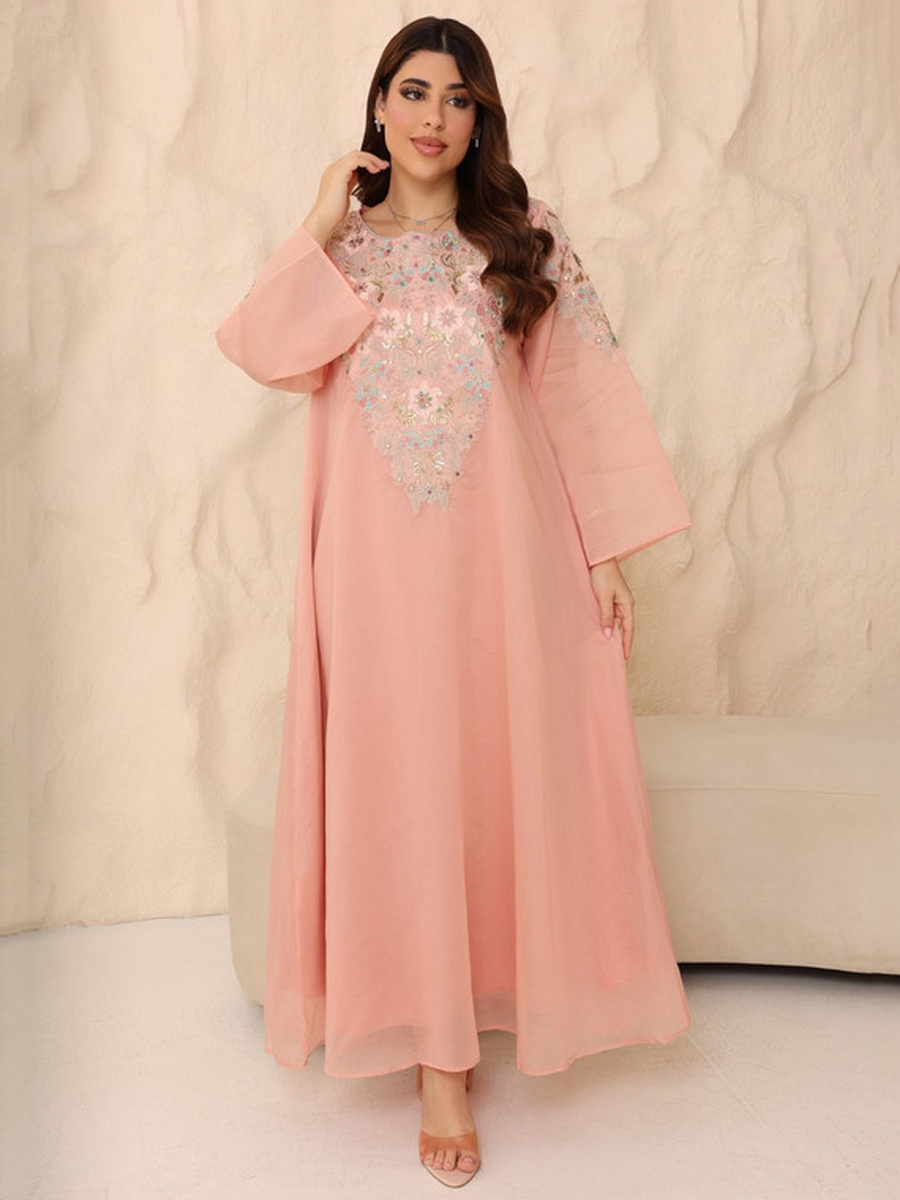 Ward Floral Embroidered Bell Sleeves Jalabiya