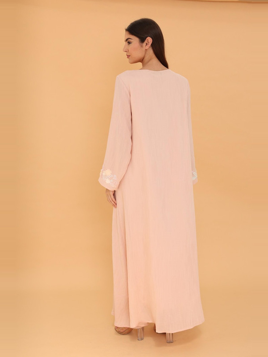 Basma Floral Embroidered Bell Sleeves Jalabiya