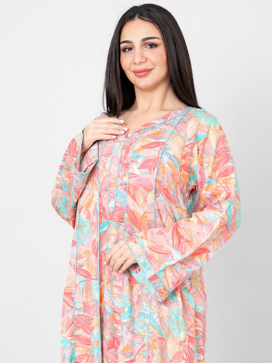 Lulu Floral Print V Neck Jalabiya