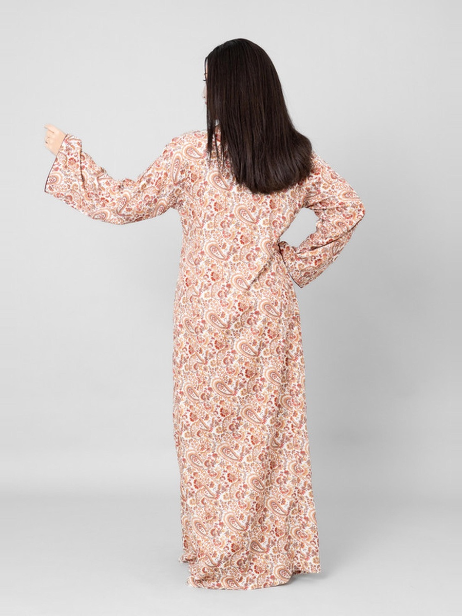 Layali Paisley Print Notch Neck Jalabiya