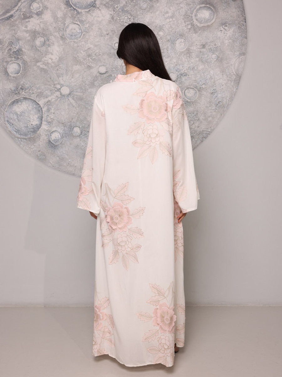 Haya Floral Embroidered Collared Jalabiya