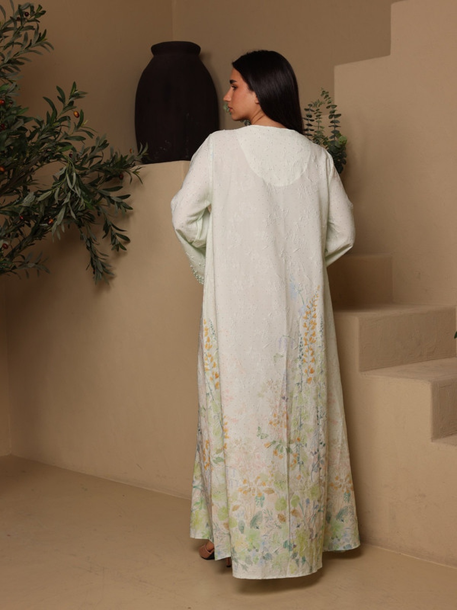 Zaria Floral Embroidered Scallop Neck Jalabiya