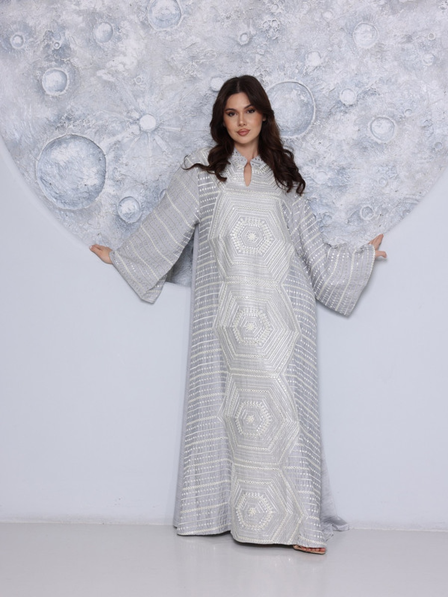 Layla Mirror Work Collared Jalabiya