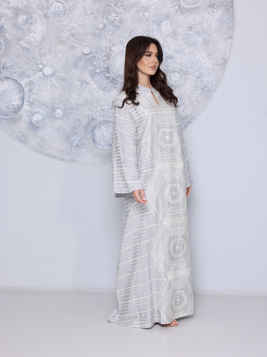 Layla Mirror Work Collared Jalabiya