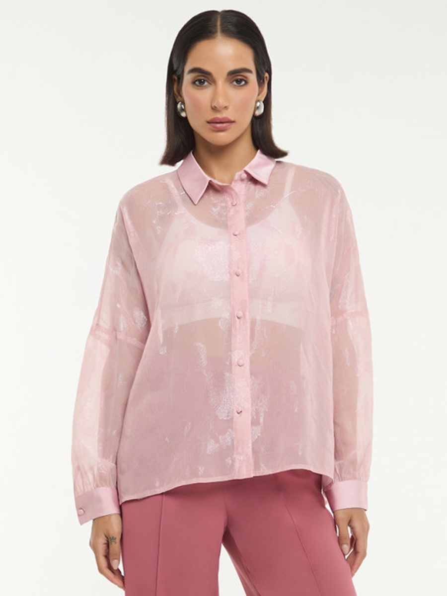 Lurex Jacquard Long Sleeves Shirt