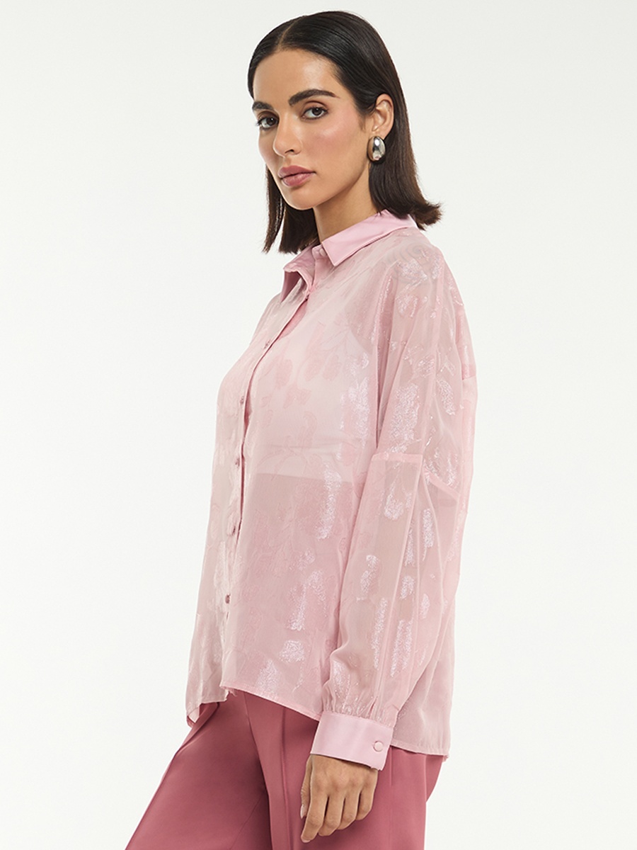 Lurex Jacquard Long Sleeves Shirt