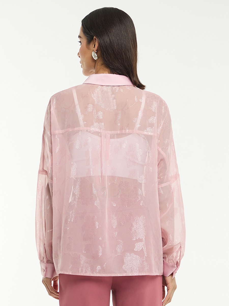 Lurex Jacquard Long Sleeves Shirt
