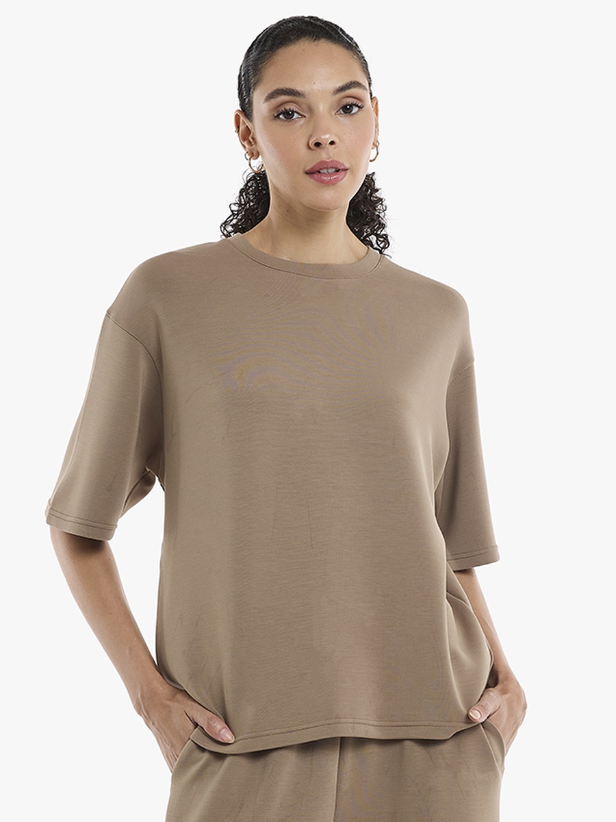 Plain Modal Blend Round Neck T-Shirt