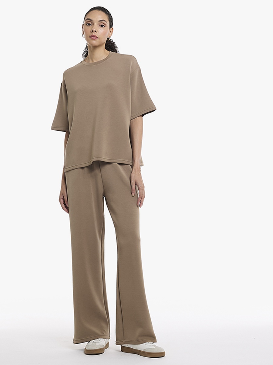 Plain Modal Blend Round Neck T-Shirt