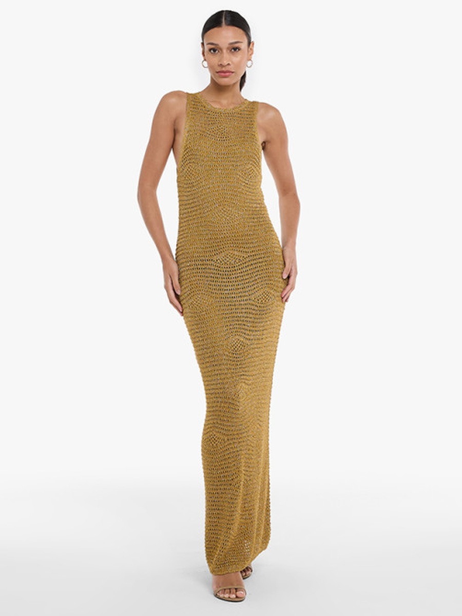 Cleopetra Crochet Sleeveless Sheath Maxi Dress