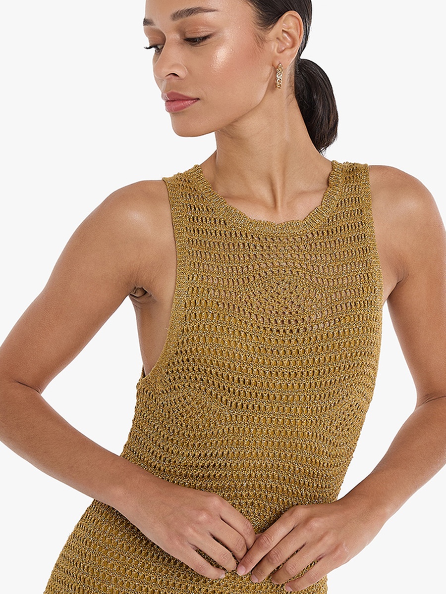 Cleopetra Crochet Sleeveless Sheath Maxi Dress