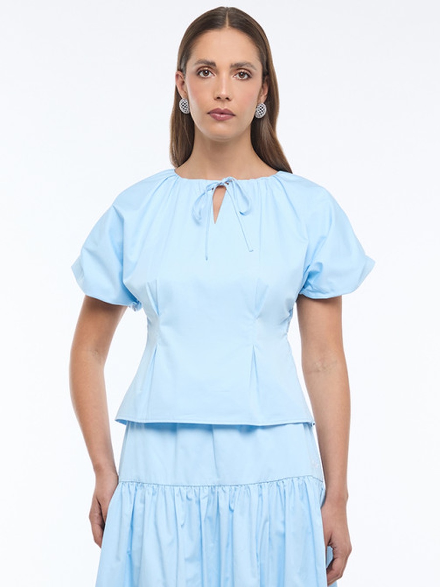 Balloon Sleeve Poplin Blouse