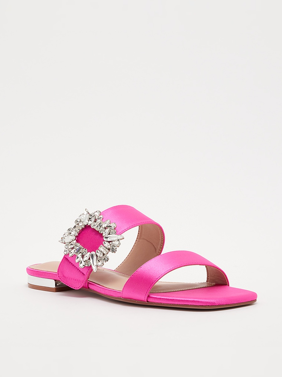 Embellished Buckle Detail Flat Sandals