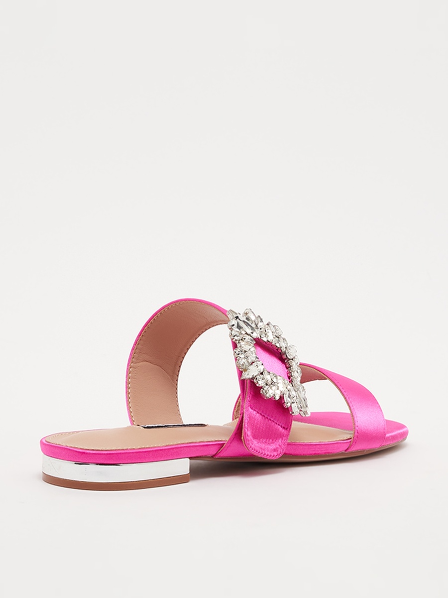 Embellished Buckle Detail Flat Sandals