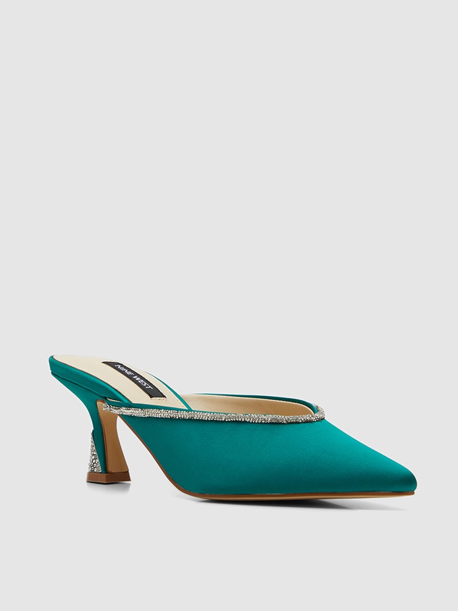 Embellished Trim Pointed Toe Heel Shoes