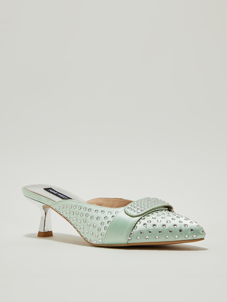 Embellished Pointed Toe Kitten Heel Shoes