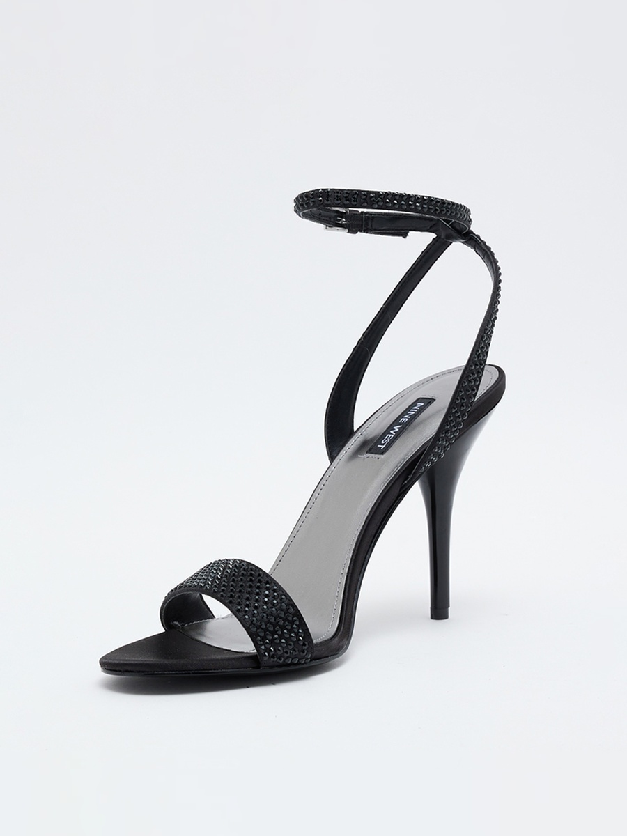 Embellished Ankle Strap Stiletto Sandals