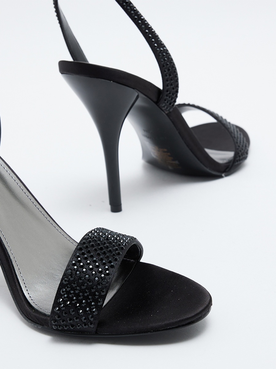 Embellished Ankle Strap Stiletto Sandals
