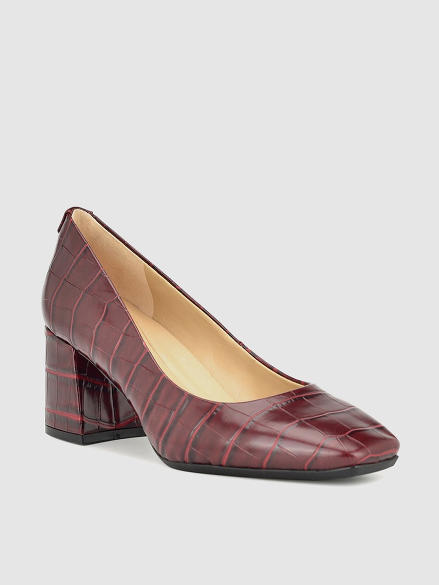 Textured Block Heel Pumps
