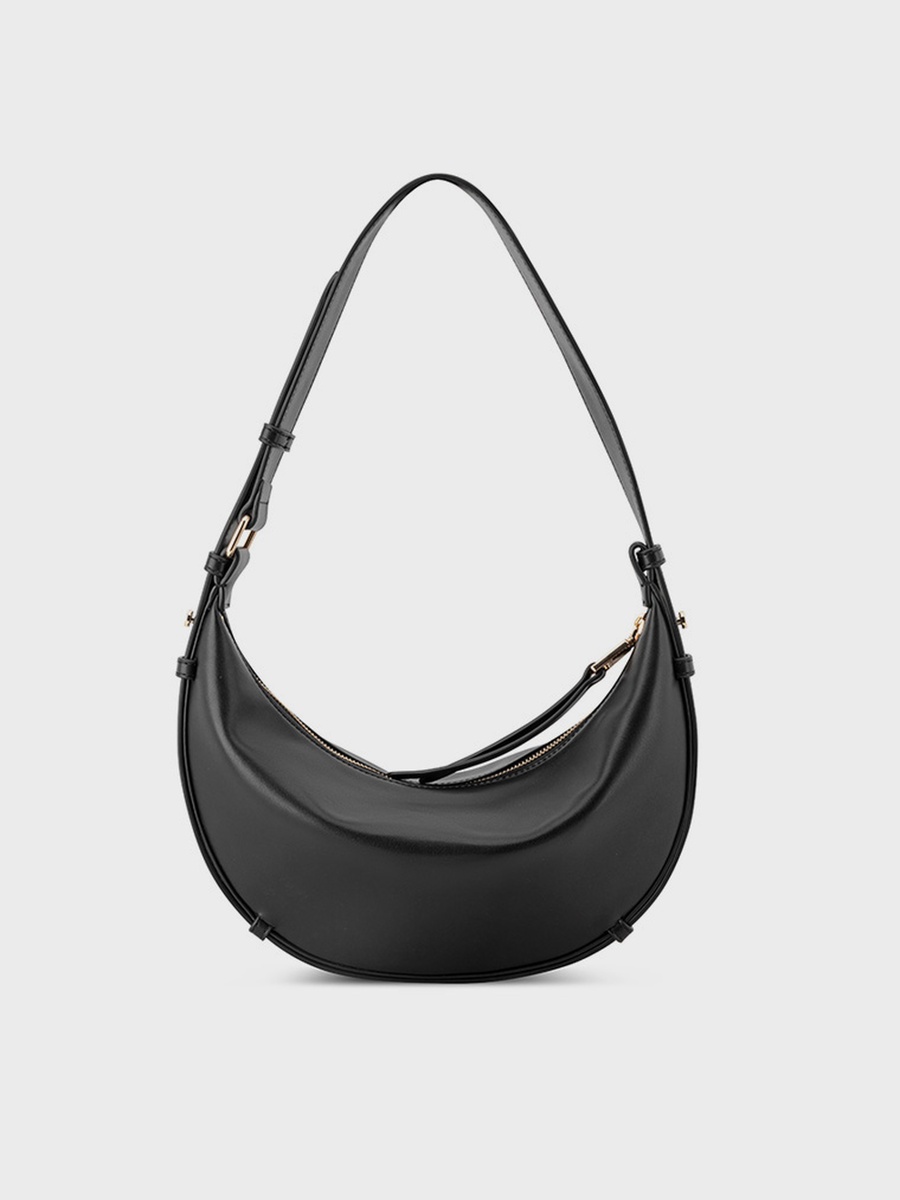 Black Logo Detail Half Moon Shoulder Bag