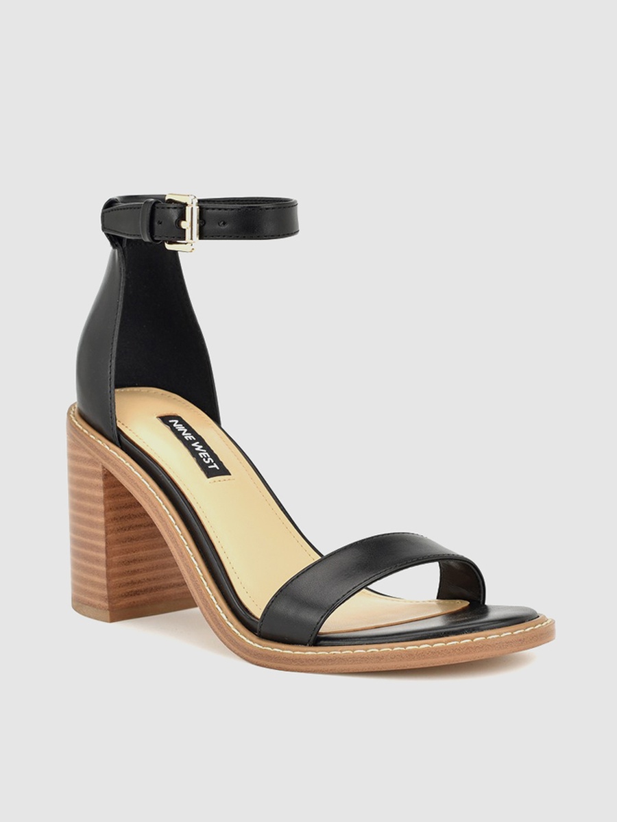 Plain Ankle Strap Block Heel Sandals