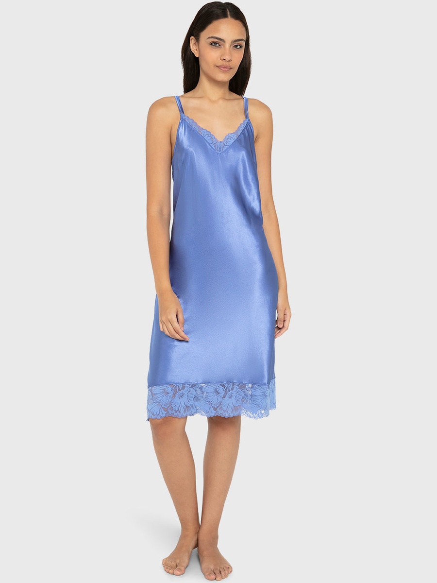 Lace Hem Satin Slip Dress