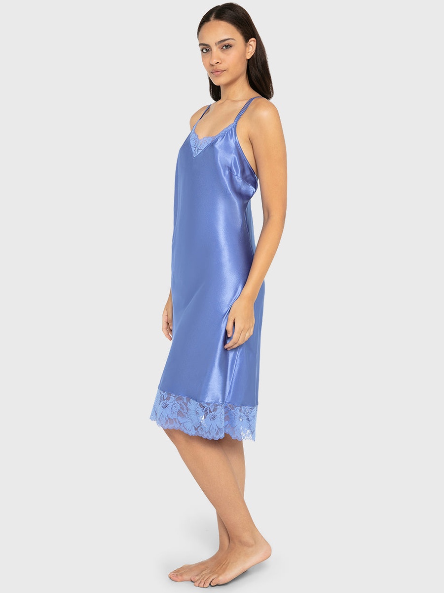 Lace Hem Satin Slip Dress