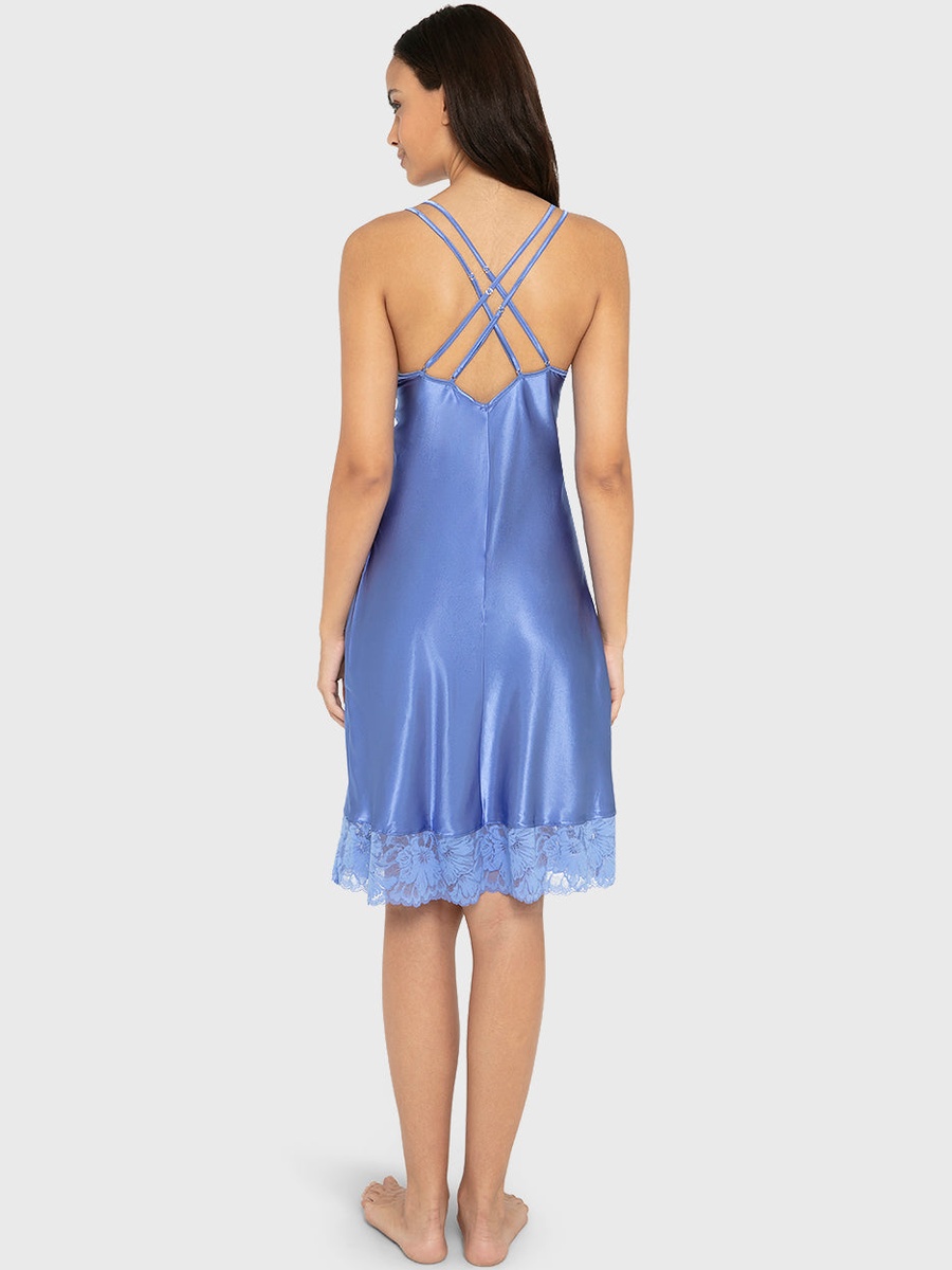 Lace Hem Satin Slip Dress