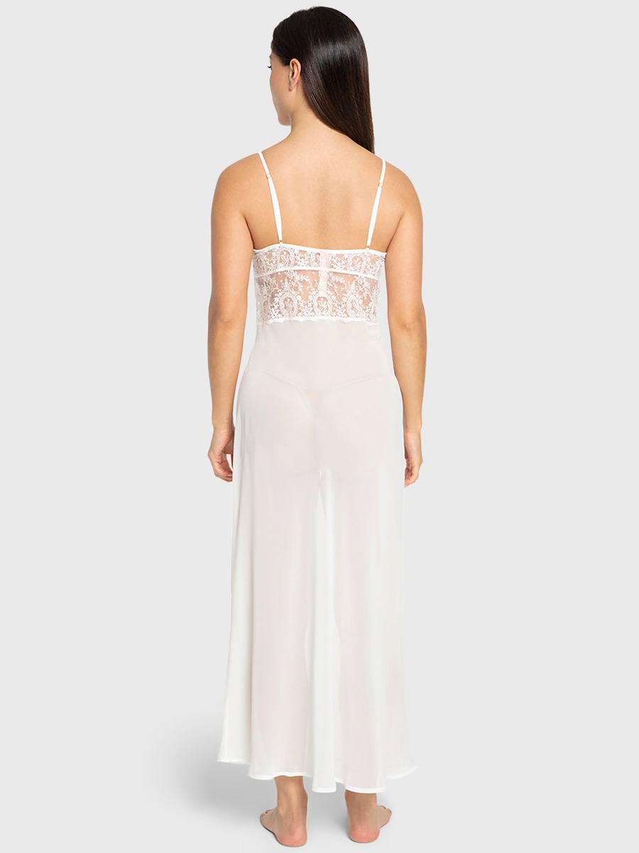 Lace Detail Chiffon Slip Dress