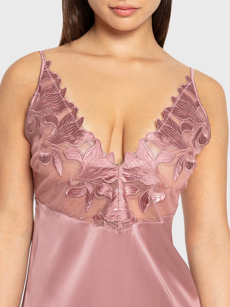 Lace Textured Satin Slip Dress