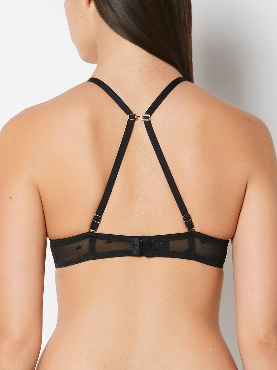 Heart Pattern Padded Wired Plunge Bra